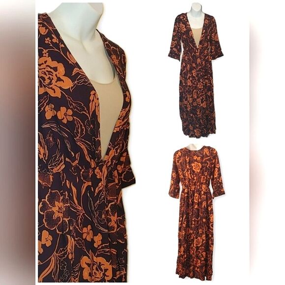 Cupshe Sally Floral Plunge Maxi Dress - Medium - Picture 1 of 8